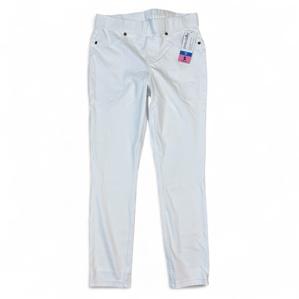 June Daisy White Denim Capri Pants Womens S Stretch Back Pockets NWT